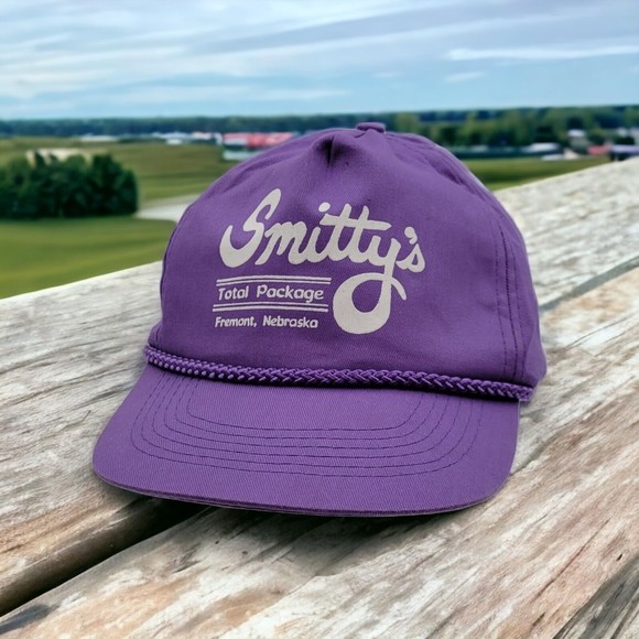 VTG Smitty's Total Package Fremont Nebraska Purple Rope Snapback Trucker Hat Cap - Picture 1 of 9